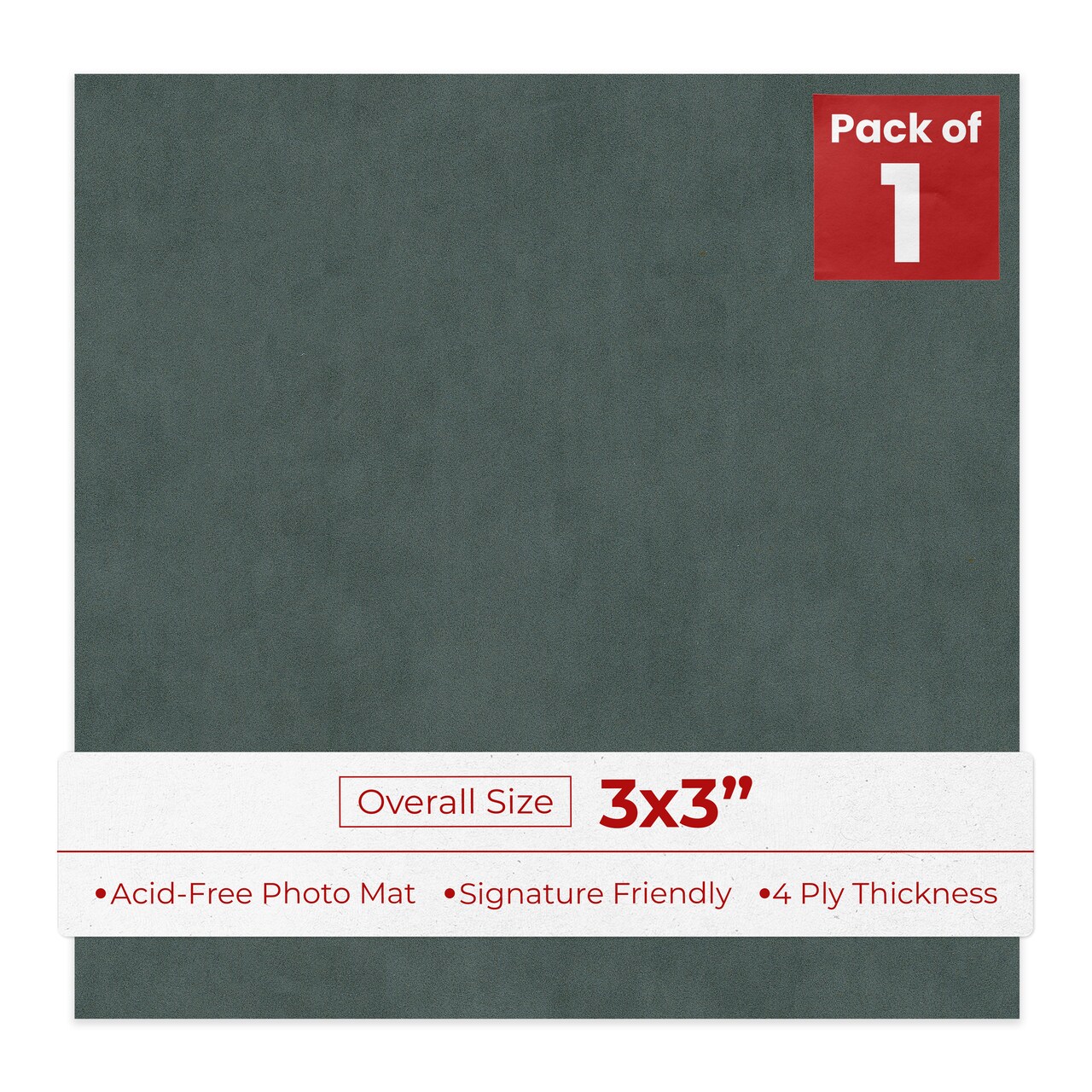 Dark Grey Suede 3x3 Inch Uncut Mat Board - Blank Sheets, No Opening